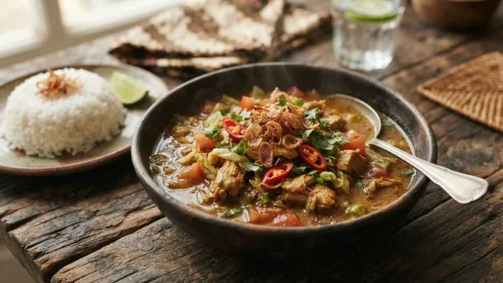 tongseng ayam gurih dengan kuah santan kol dan tomat