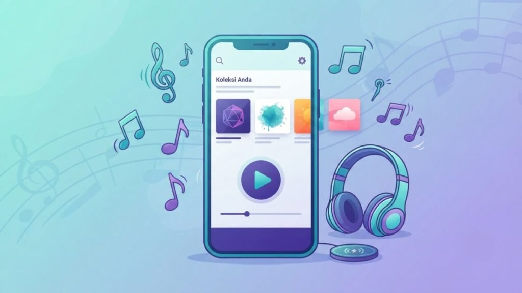 ilustrasi rekomendasi aplikasi musik terbaik untuk android dan ios